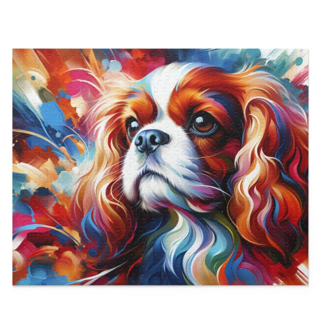 Quebra-cabeça do Cavalier King Charles Spaniel: Ca (Cavalier King Charles Spaniel Puzzle: Blenheim Comfort Spaniel Acrylic Art Style Jigsaw)