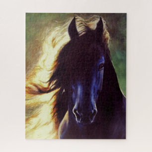 Quebra-cabeça Do "cavalo do preto do fulgor frisão", garanhão