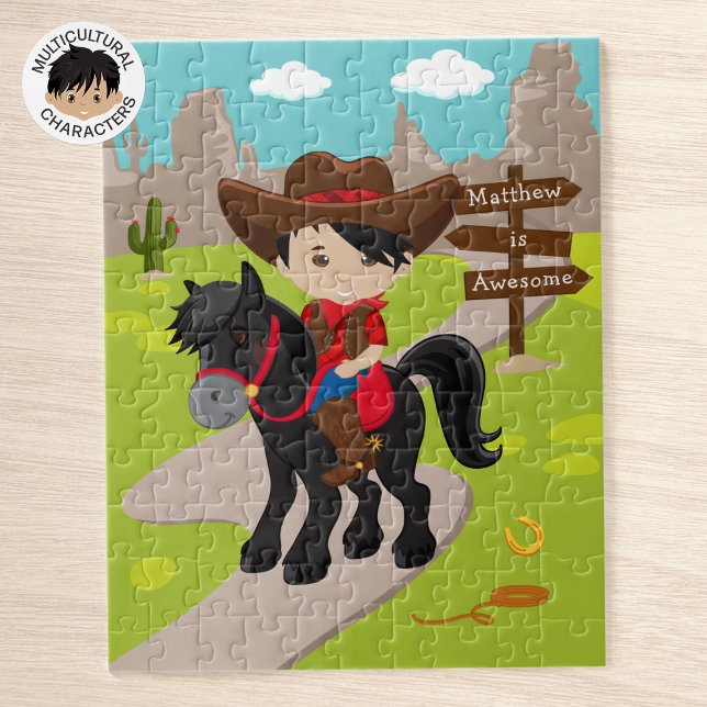 Quebra-cabeça do Cowboy Asiático Personalizado (Criador carregado)