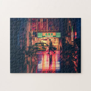 Quebra-cabeça do Cyberpunk, cena legal da rua de