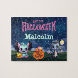 Quebra-cabeça do Dragão do Halloween com Nome Pers