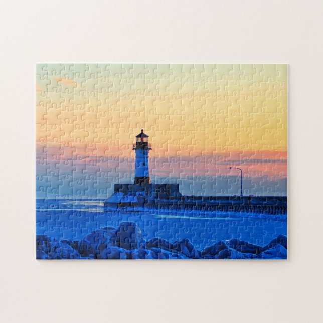 Quebra-cabeça do Farol ao Nascer do Sol (Horizontal)