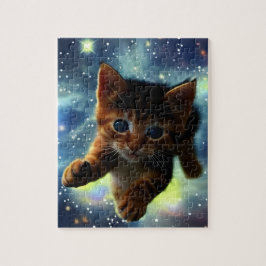 Quebra-cabeça do Gatinho Correndo no Espaço