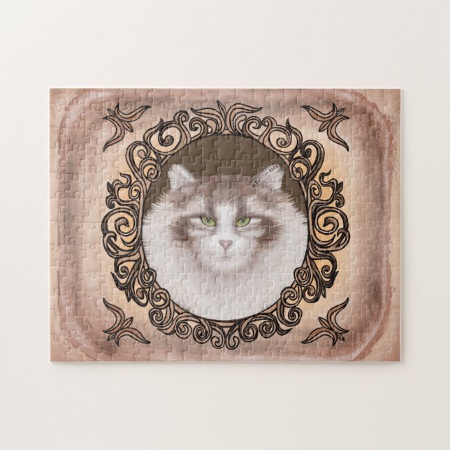 Quebra-cabeça do Gato Norueguês Ornamentado (Horizontal)