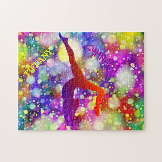 Quebra-cabeça do ginasta com nome personalizado. (Horizontal)