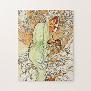 Quebra-cabeça do inverno de Alpohnse Mucha