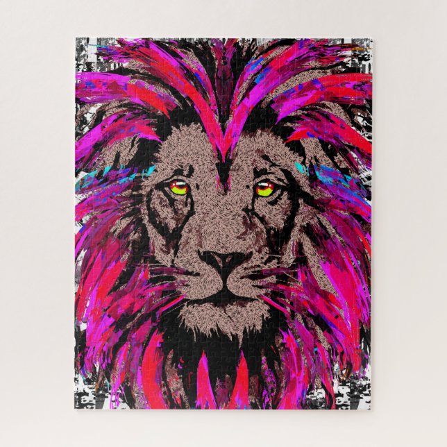 Quebra-cabeça do Leão Rosa - Desenho do Retrato do (Vertical)