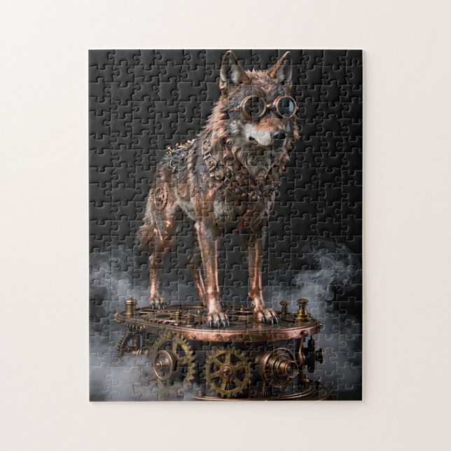 Quebra-cabeça do Lobo Mecânico Steampunk em Engren (Vertical)