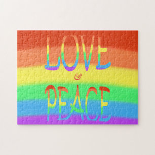 Quebra-cabeça do Love and Peace Rainbow Letters