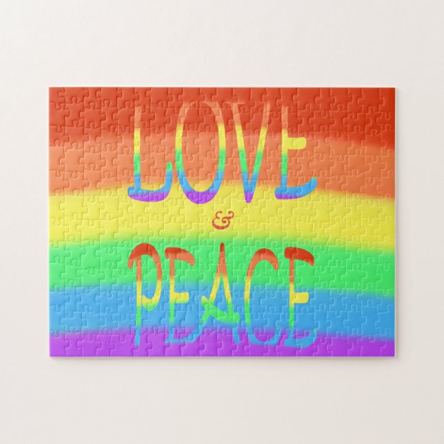 Quebra-cabeça do Love and Peace Rainbow Letters (Horizontal)