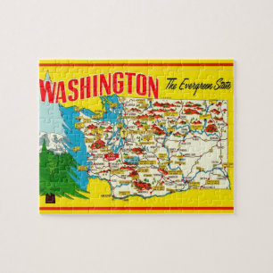 Quebra-cabeça do Mapa do Cartão Postal de Washingt