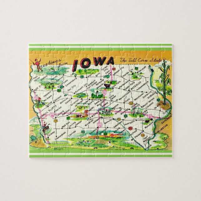 Quebra-cabeça do Mapa do Iowa (Horizontal)