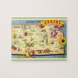 Quebra-cabeça do mapa postal do Kansas