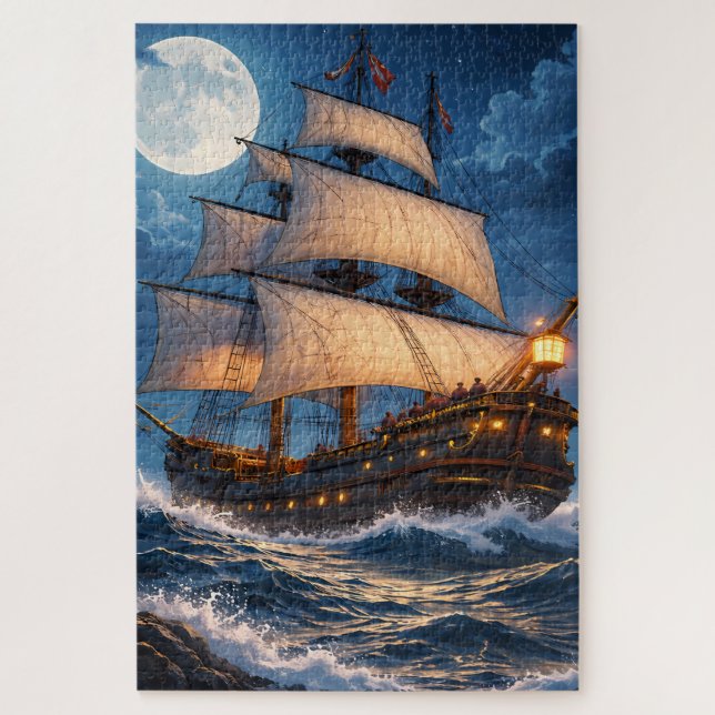 Quebra-cabeça do Navio ao Luar – Jogo de Quebra-ca (Vertical)
