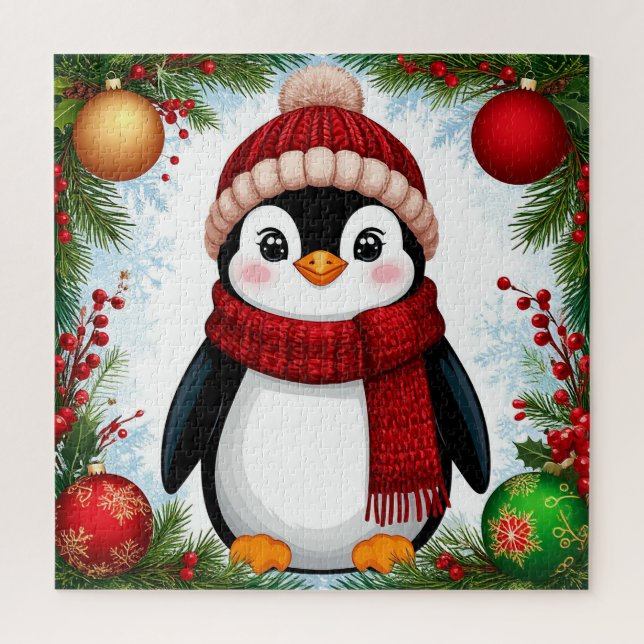 Quebra-Cabeça do Pinguim de Natal Para Crianças e  (Vertical)