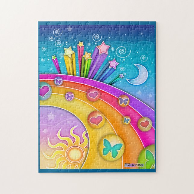 Quebra-cabeça do pop art do arco-íris e das (Vertical)