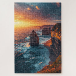 Quebra-cabeça do Pôr do Sol na Falésia Costeira