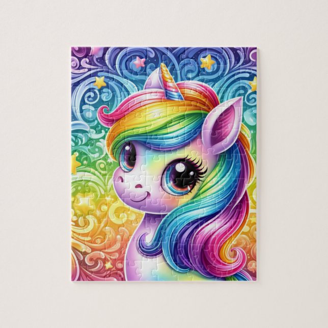 Quebra-cabeça do Rainbow unicorn (Vertical)