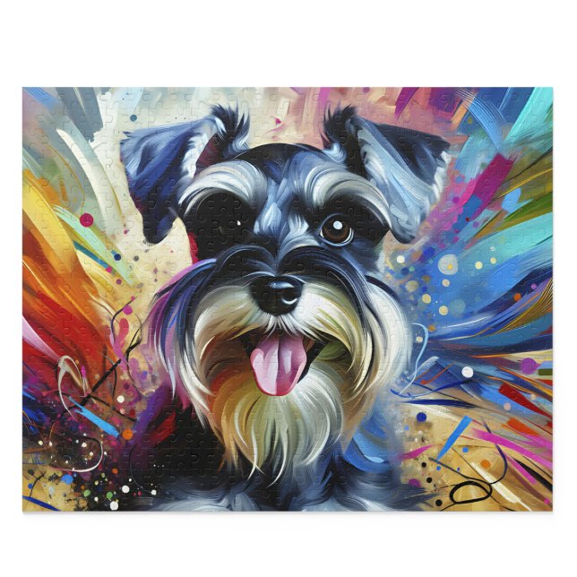 Quebra-cabeça do Schnauzer Miniatura: Zwergs Sal e (Miniature Schnauzer Puzzle: Salt and Pepper Zwergschnauzer Jigsaw)