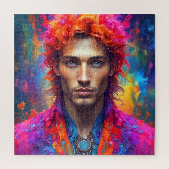 Quebra-cabeça do serrote de um retrato de homem (Vertical)