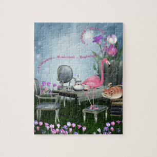 Quebra-cabeça do tea party do gato de Cheshire do