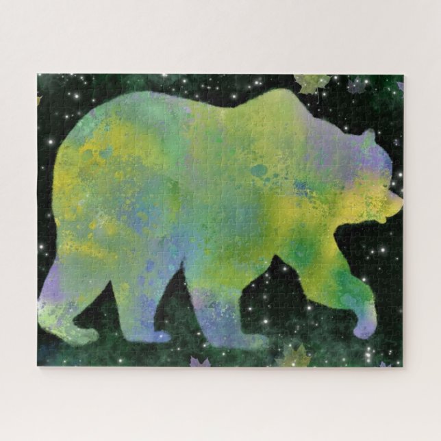 Quebra-cabeça do Urso Noturno de Jigser- Pintura (Horizontal)