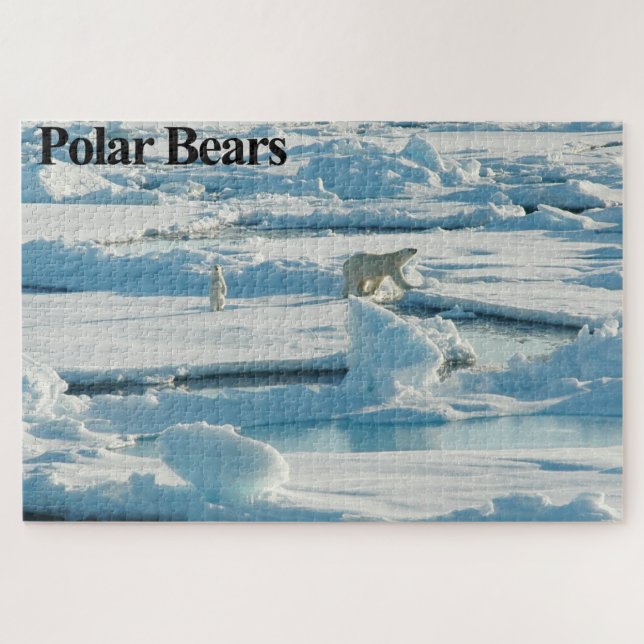 Quebra-cabeça do Urso Polar Mãe e Cubo (Horizontal)