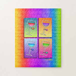 QUEBRA-CABEÇA do VINHO do pop art - LATA do