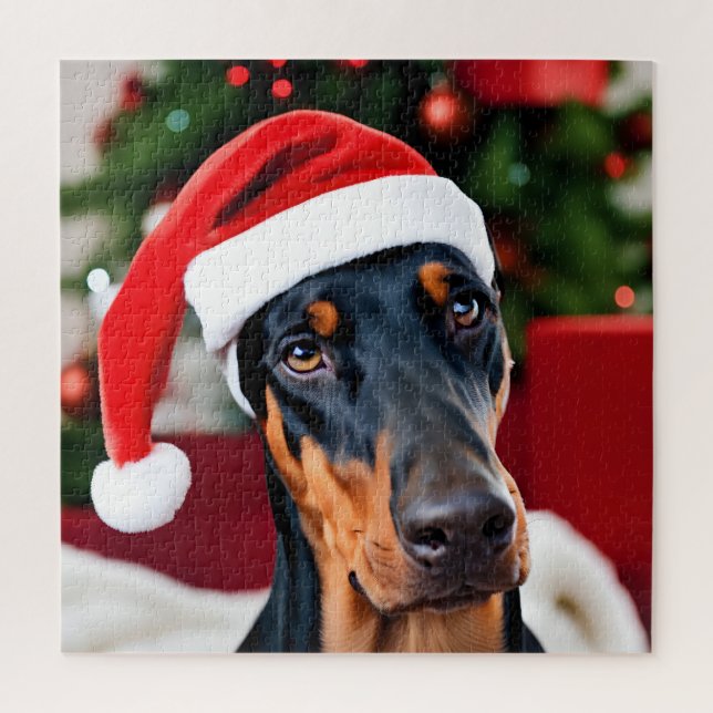 Quebra-cabeça Doberman Christmas (Vertical)