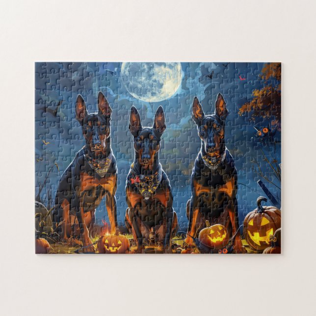 Quebra-cabeça Doberman Halloween Spooky (Horizontal)