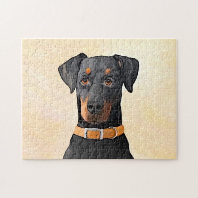 Quebra-cabeça Doberman Pinscher Pintura Original Descortada (Horizontal)
