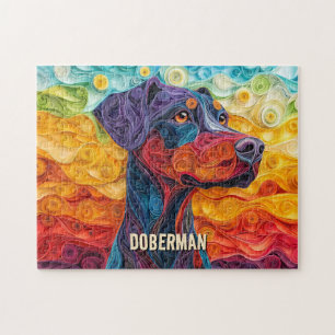 Quebra-cabeça Doberman Quilling Art Dog Portrait