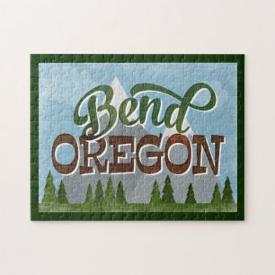 Quebra-cabeça Dobre Montanhas Retro Snowy em Oregon