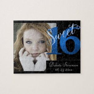 Quebra-cabeça Doce 16   Blue 16th Birthday Photo Keepsasait