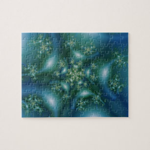 Quebra-cabeça Doce   Arte Fractal Azul e Verde
