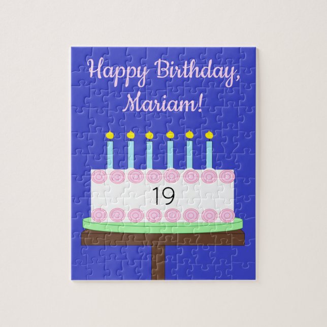 Quebra-cabeça Doce Bolo de Aniversário de Baunilha: Azul (Vertical)