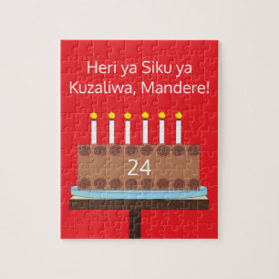 Quebra-cabeça Doce Bolo de Aniversário de Chocolate - Swahili: V