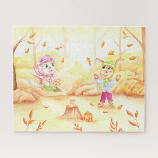 Quebra-cabeça Doce caminhada do outono na floresta (Horizontal)