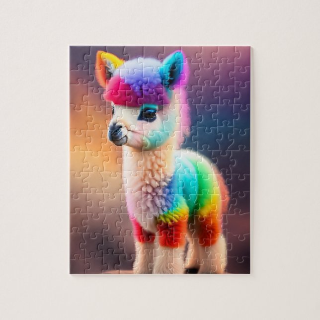 Quebra-cabeça Doce Fofa Pequena Linda Colorida Bebe Alpaca (Vertical)