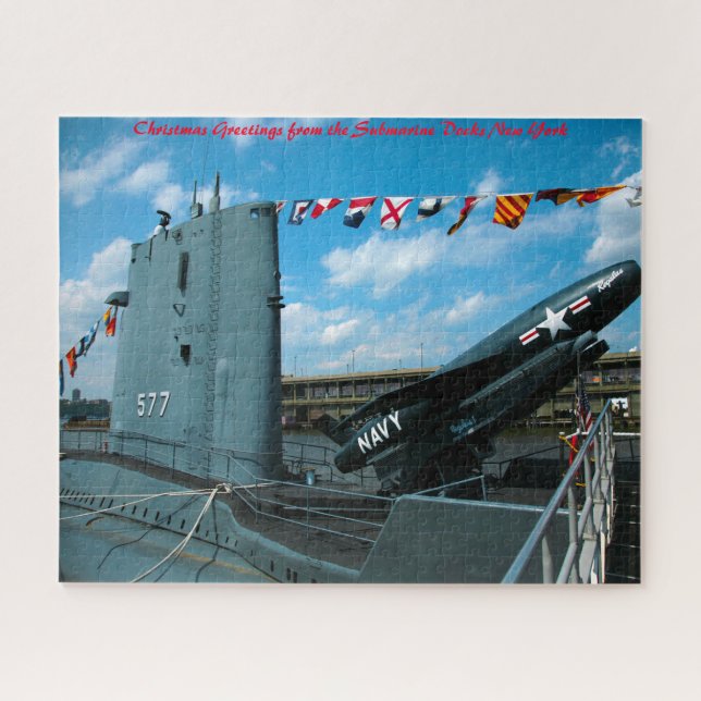 Quebra-cabeça Docks do Submarino Nova York. Cumprimentos de Nata (Horizontal)