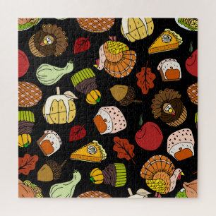 Quebra-cabeça Dodles de Ação de Graças, festivo, conjunto desenh