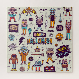 Quebra-cabeça Dodles de Halloween, desenho de desenho animado.