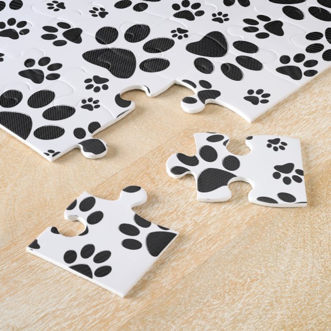 Quebra-cabeça Dog Paws Black and White Polka Dot  Jigsaw Puzzle (Lateral)