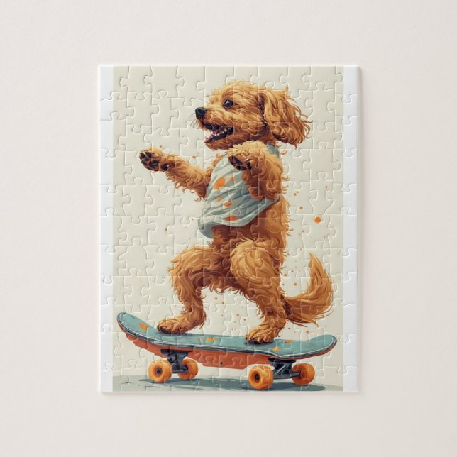 Quebra-cabeça Dog Riding Skateboard Puzzle (Vertical)