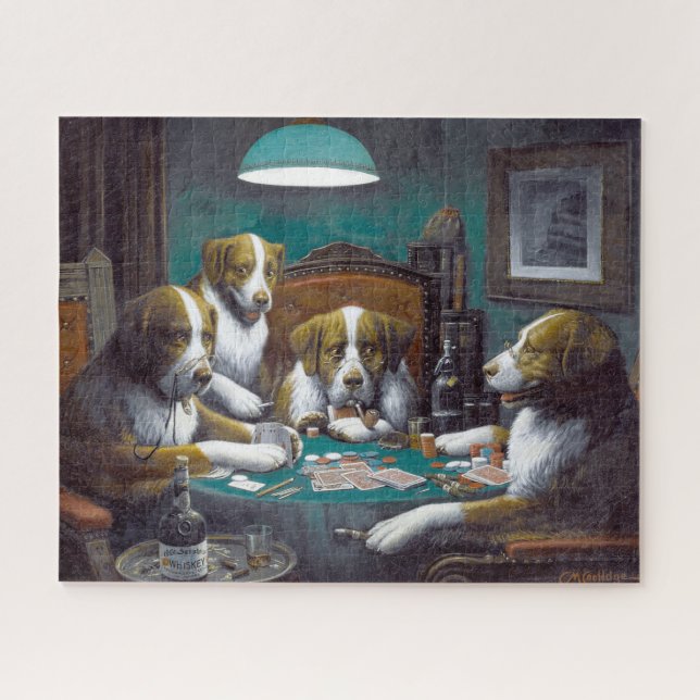 Quebra-cabeça Dogs Playing Poker Cassius Marcellus Coolidge 1894 (Horizontal)