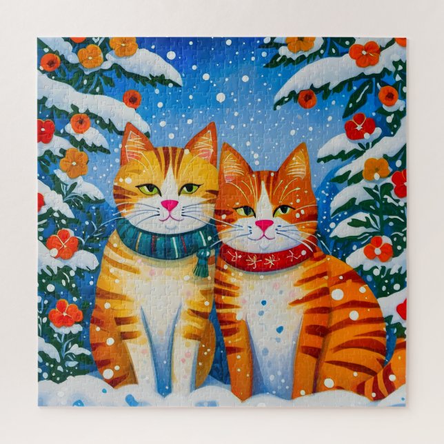 Quebra-cabeça Dois adoráveis gatos laranja e brancos (Vertical)