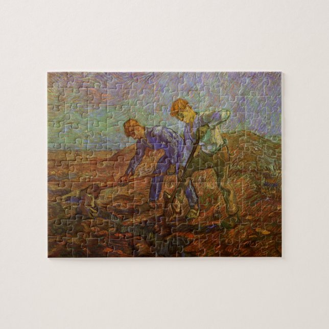 Quebra-cabeça Dois Camponeses Cavando por Vincent van Gogh (Horizontal)