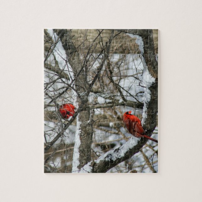 Quebra-cabeça Dois Cardinais Snowy (Vertical)