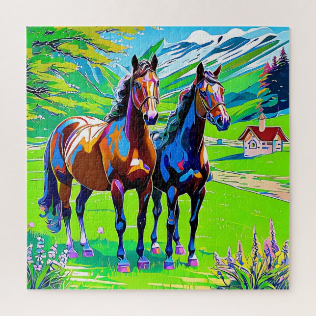 Quebra-cabeça Dois cavalos encantadores (Vertical)