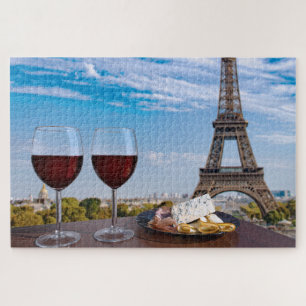 Quebra-cabeça Dois copos de vinho no café em Paris